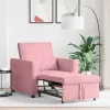 Egyszemélyes kanapéágy light pink 90 x 165 x 87 cm Bársony