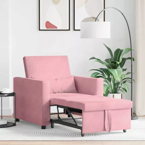 Egyszemélyes kanapéágy light pink 90 x 165 x 87 cm Bársony