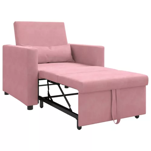 Egyszemélyes kanapéágy light pink 90 x 165 x 87 cm Bársony