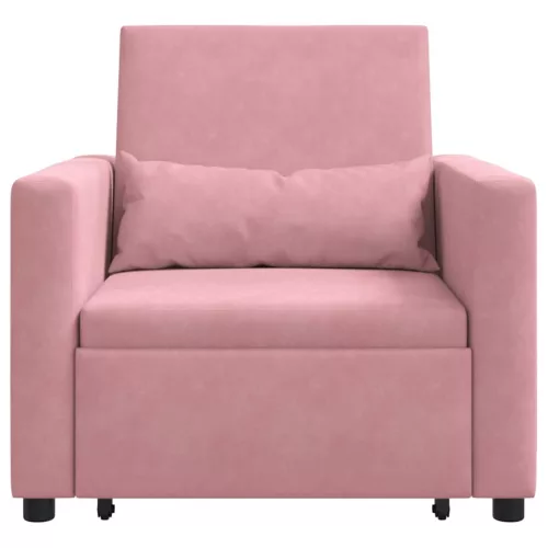 Egyszemélyes kanapéágy light pink 90 x 165 x 87 cm Bársony