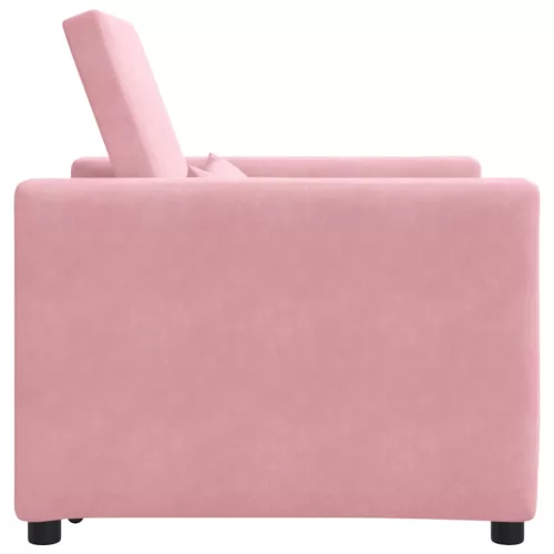 Egyszemélyes kanapéágy light pink 90 x 165 x 87 cm Bársony