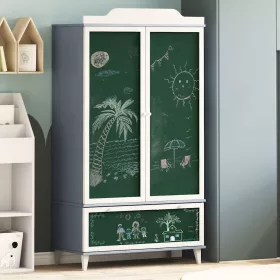   Krétával Írt Dresser fiókkal polcokkal Szürke és fehér Faanyag