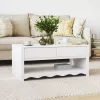 Dohányzóasztal Drammen Fehér 99 x 55 x 45 cm Tömör fenyőfa