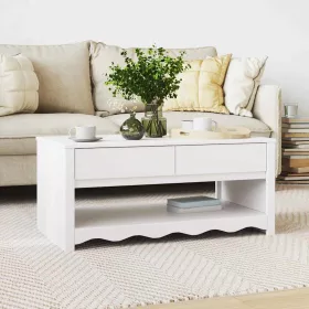   Dohányzóasztal Drammen Fehér 99 x 55 x 45 cm Tömör fenyőfa