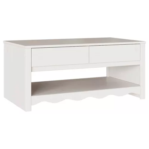 Dohányzóasztal Drammen Fehér 99 x 55 x 45 cm Tömör fenyőfa
