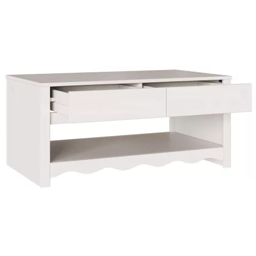Dohányzóasztal Drammen Fehér 99 x 55 x 45 cm Tömör fenyőfa