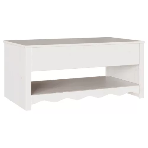 Dohányzóasztal Drammen Fehér 99 x 55 x 45 cm Tömör fenyőfa