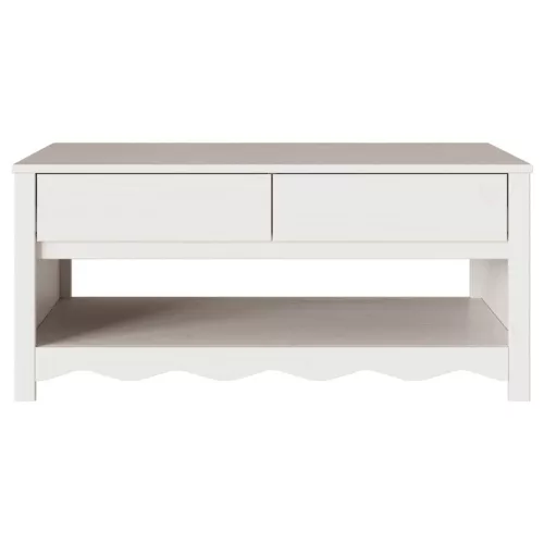 Dohányzóasztal Drammen Fehér 99 x 55 x 45 cm Tömör fenyőfa