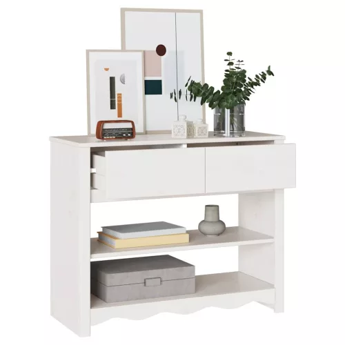 Konzolasztal Drammen Fehér 89.5 x 37 x 73 cm Tömör fenyőfa