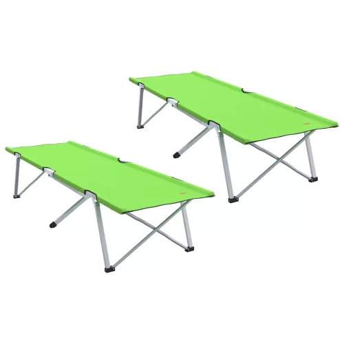 Összecsukható Kemping Ágy 2 pcs Sötétzöld 62 x 194 x 42 cm