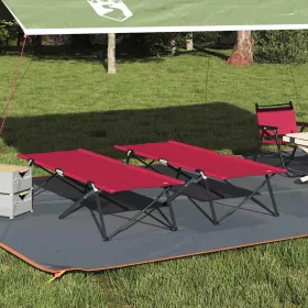 Összecsukható Kemping Ágy 2 pcs Piros 206 x 76 x 74 cm