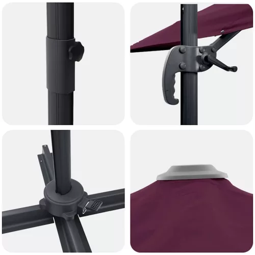 Cantilever Roma Napernyő Piros és Fekete 352 x 251 x 260 cm