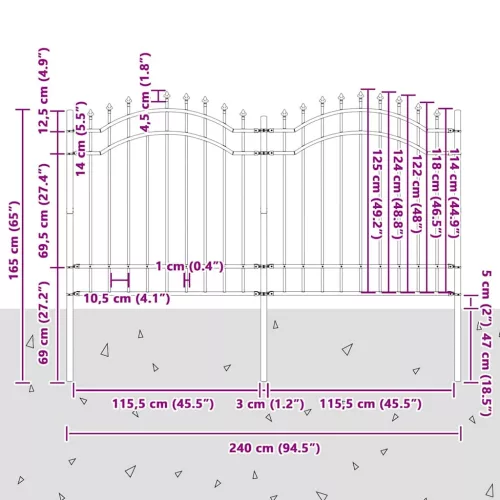 Kerti Kerítés Fehér 165 cm Porszórt Acél