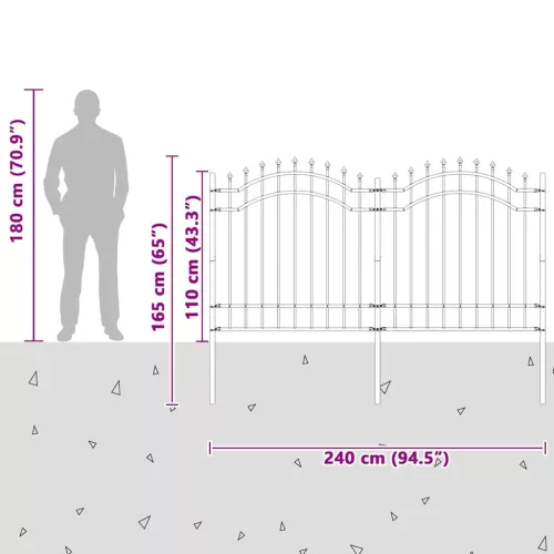 Kerti Kerítés Fehér 165 cm Porszórt Acél