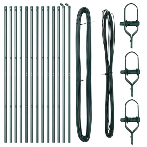 Kerítoszlopok 13 pcs Zöld Ø32mm 170 cm Horganyzott acél