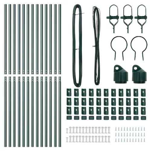 Kerítoszlopok 13 pcs Zöld Ø32mm 170 cm Horganyzott acél