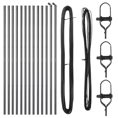 Kerítoszlopok 13 pcs Szürke Ø32mm 210 cm Horganyzott acél