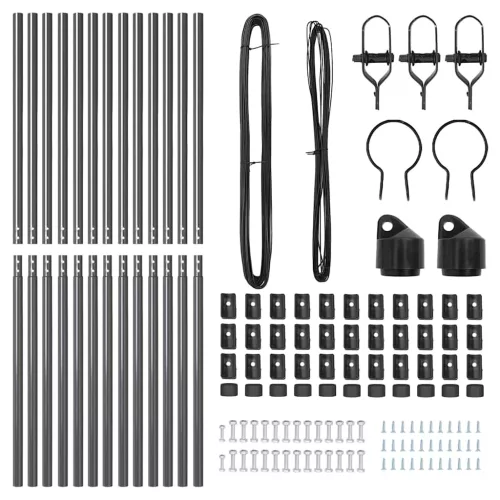 Kerítoszlopok 13 pcs Szürke Ø32mm 210 cm Horganyzott acél