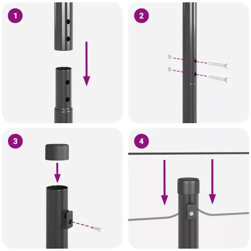 Kerítoszlopok 13 pcs Szürke Ø32mm 210 cm Horganyzott acél