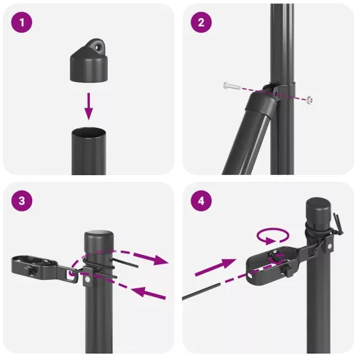 Kerítoszlopok 13 pcs Szürke Ø32mm 210 cm Horganyzott acél