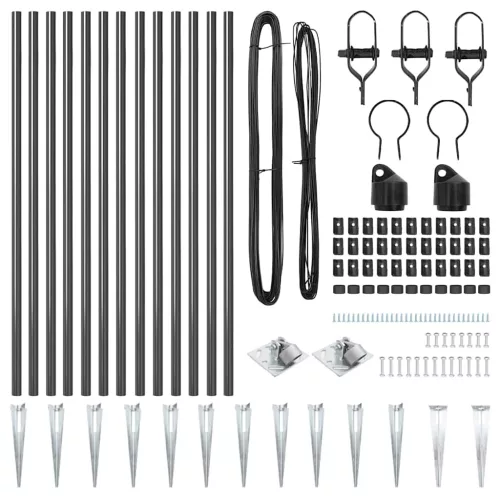 Kerítoszlopok 13 pcs Szürke Ø32mm 80 cm Horganyzott acél