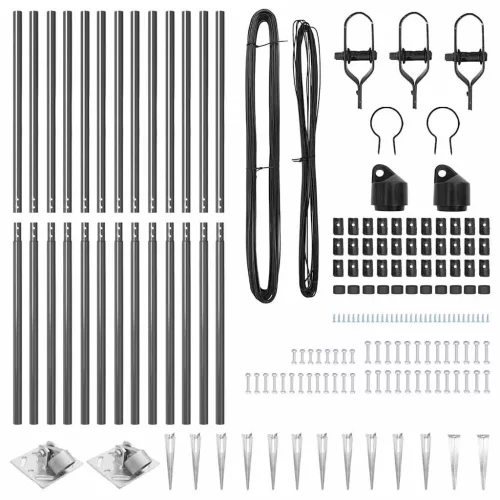 Kerítoszlopok 13 pcs Szürke Ø32mm 160 cm Horganyzott acél