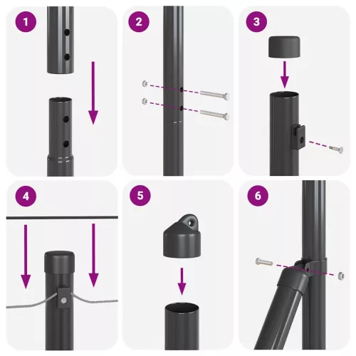 Kerítoszlopok 13 pcs Szürke Ø32mm 160 cm Horganyzott acél