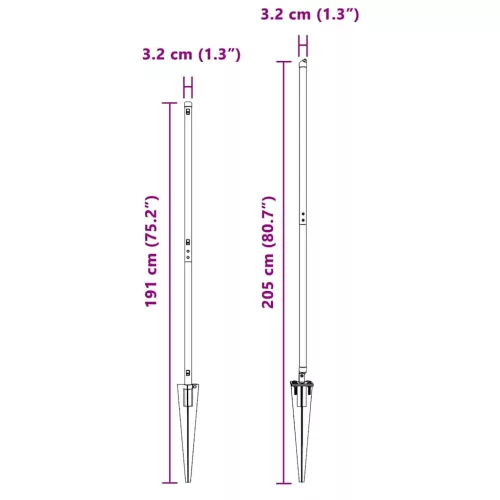 Kerítoszlopok 13 pcs Szürke Ø32mm 160 cm Horganyzott acél