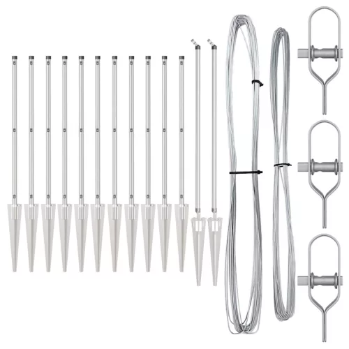 Kerítoszlopok 13 pcs Ezüst Ø32mm 60 cm Horganyzott acél
