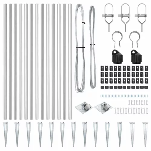 Kerítoszlopok 13 pcs Ezüst Ø32mm 60 cm Horganyzott acél