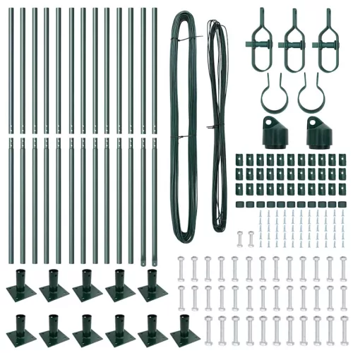 Kerítoszlopok 13 pcs Zöld Ø32mm 130 cm Horganyzott acél