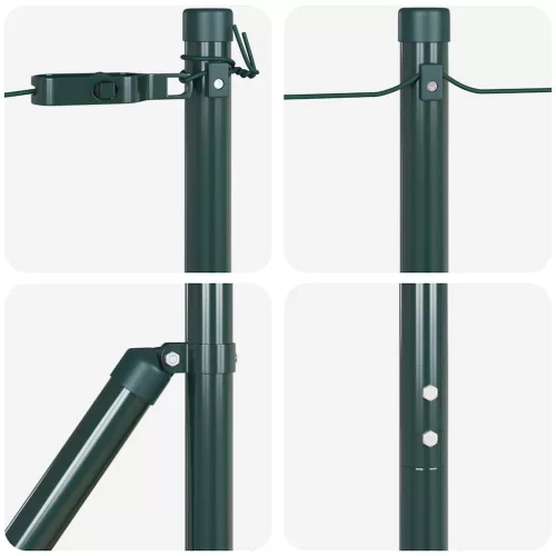 Kerítoszlopok 13 pcs Zöld Ø32mm 130 cm Horganyzott acél