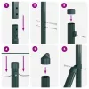 Kerítoszlopok 13 pcs Zöld Ø32mm 130 cm Horganyzott acél