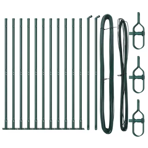 Kerítoszlopok 13 pcs Zöld Ø32mm 160 cm Horganyzott acél