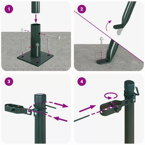 Kerítoszlopok 13 pcs Zöld Ø32mm 160 cm Horganyzott acél