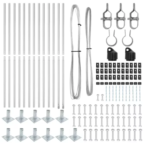 Kerítoszlopok 13 pcs Ezüst Ø32mm 160 cm Horganyzott acél