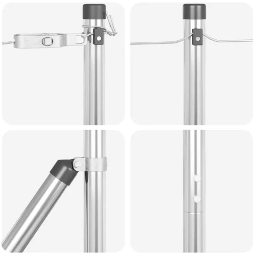 Kerítoszlopok 13 pcs Ezüst Ø32mm 160 cm Horganyzott acél