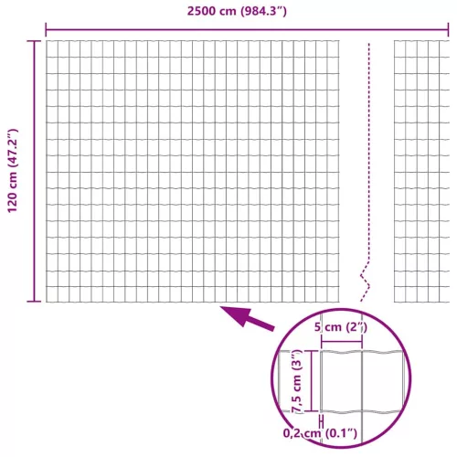 Európai Kerítés Zöld 1.2 x 25 m PVC-bevonatú vas