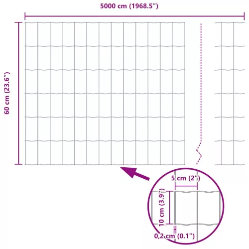 Európai Kerítés Zöld 0.6 x 50 m PVC-bevonatú vas