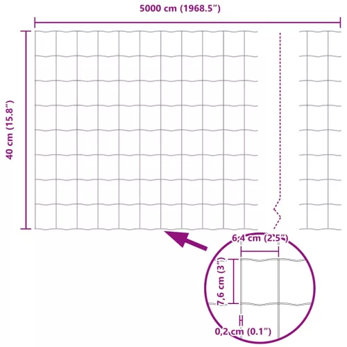 Európai Kerítés Zöld 0.4 x 50 m PVC-bevonatú vas