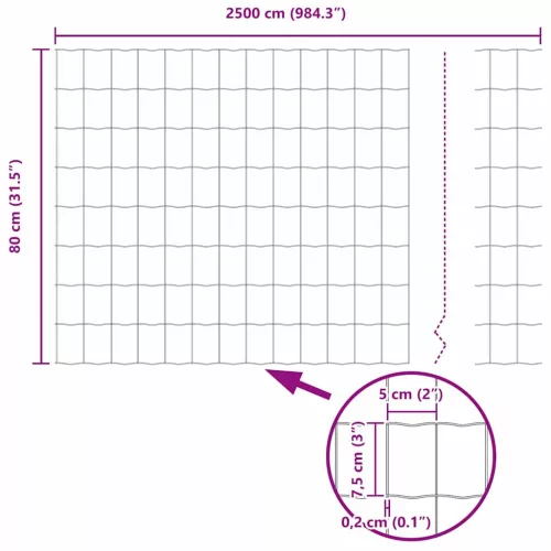 Európai Kerítés Szürke 0.8 x 25 m PVC-bevonatú vas