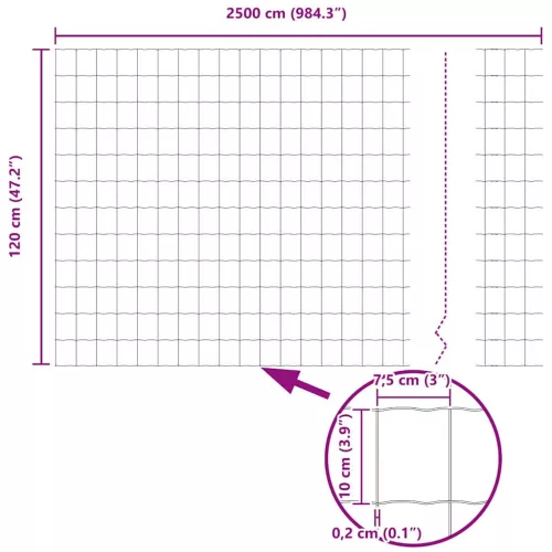 Európai Kerítés Szürke 1.2 x 25 m PVC-bevonatú vas