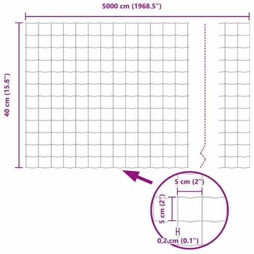 Európai Kerítés Szürke 0.4 x 50 m PVC-bevonatú vas