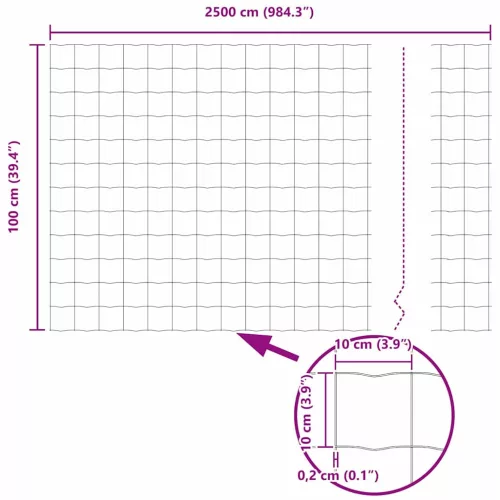 Európai Kerítés Ezüst 1 x 25 m Meleg horganyzott vas