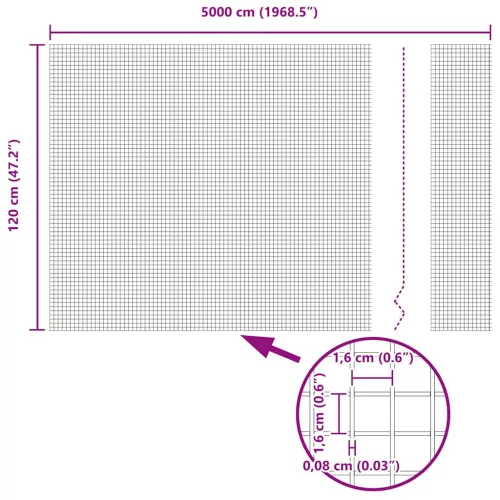 Hegesztett Drótháló Kerítés Zöld 1.2 x 50 m Acél