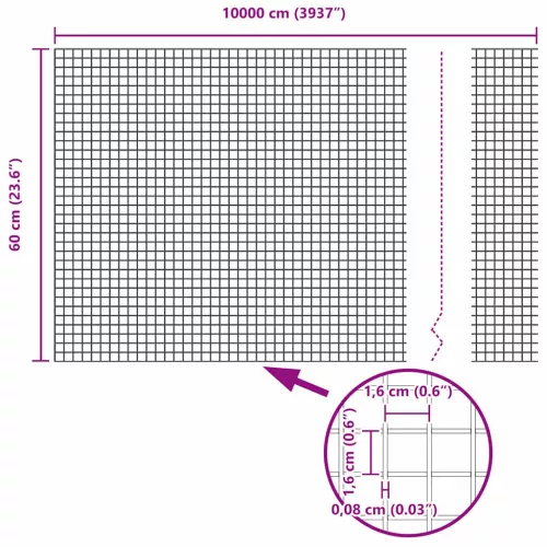 Hegesztett Drótháló Kerítés Zöld 0.6 x 100 m Acél