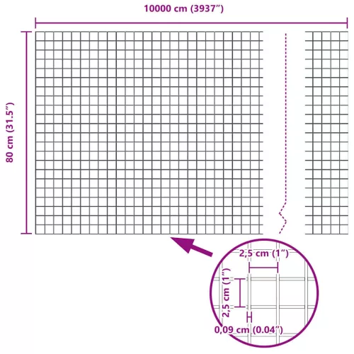 Hegesztett Drótháló Kerítés Zöld 0.8 x 100 m Acél