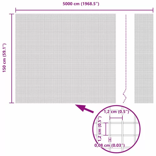 Hegesztett Drótháló Kerítés Szürke 1.5 x 50 m Acél