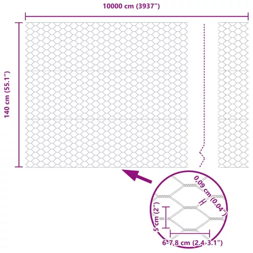 Hexagon kerítés Zöld 1.4 x 100 m Acél