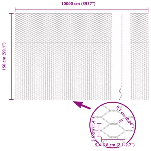 Hexagon kerítés Zöld 1.5 x 100 m Acél